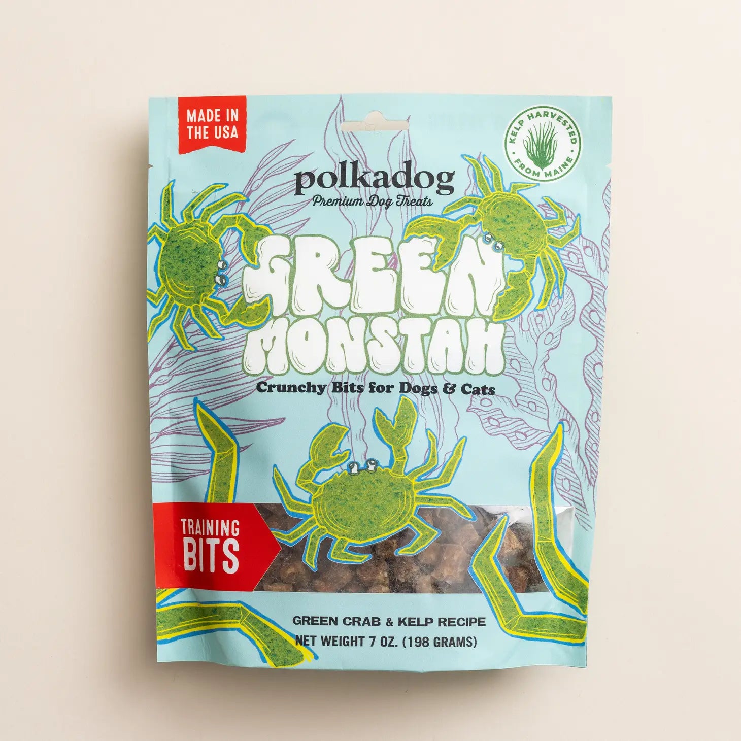 Green Monstah Bits Treats - Green Crab + Kelp