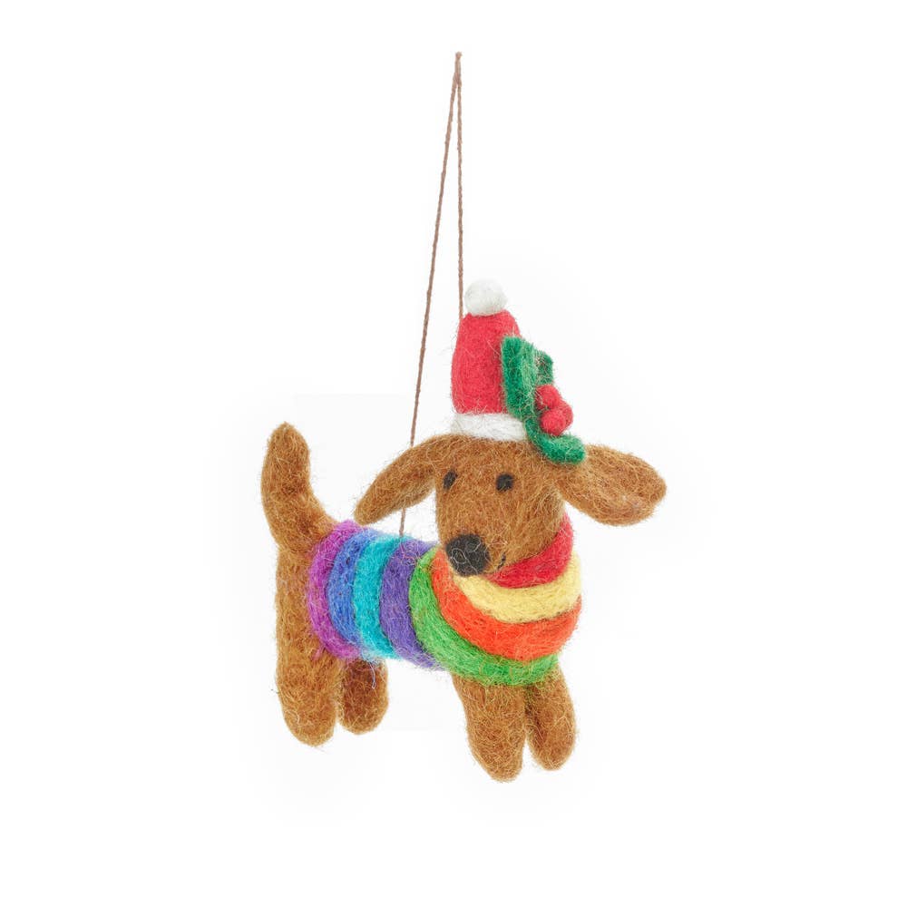 Festive Rainbow Dog Ornament