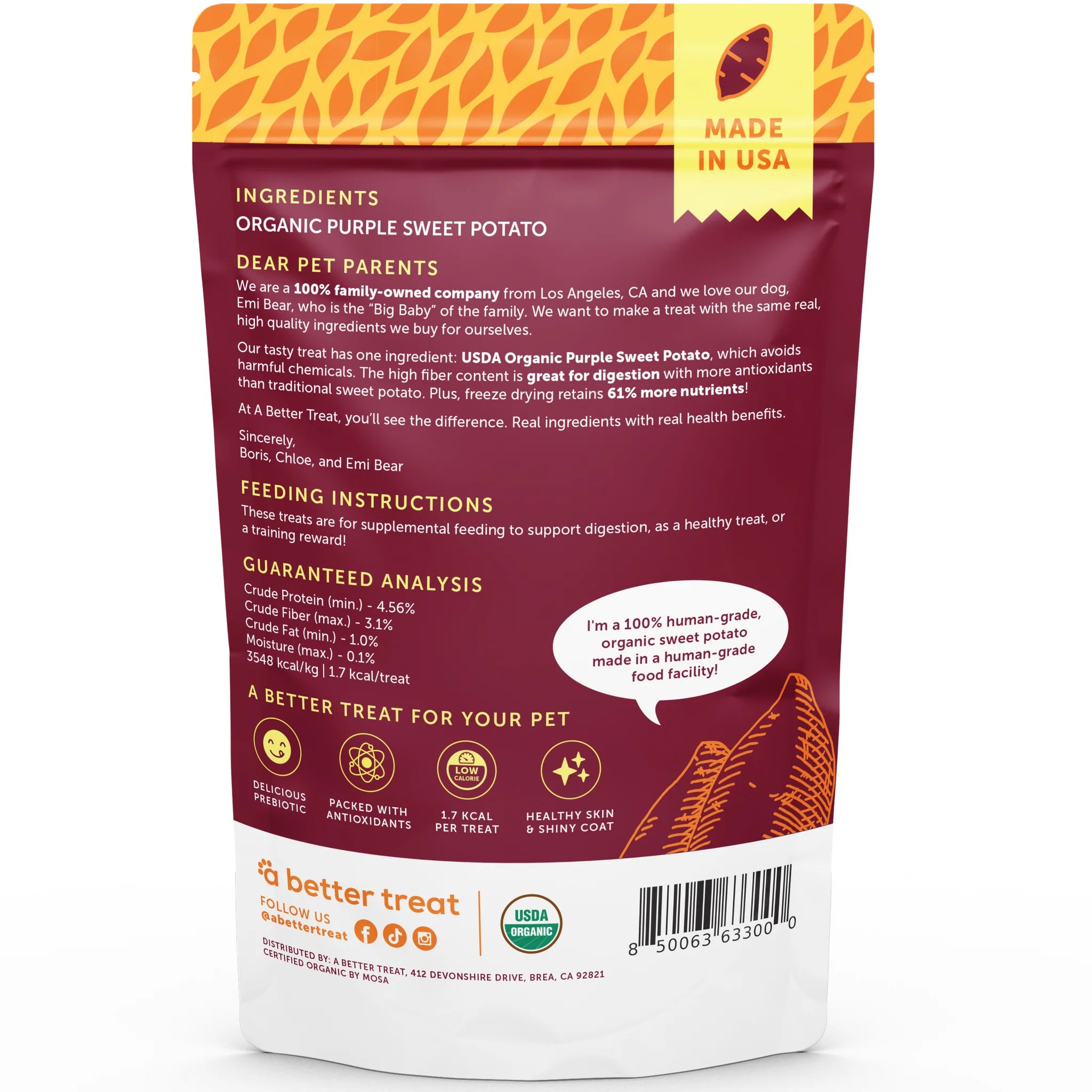 Freeze Dried Raw Organic Purple Sweet Potato Dog and Cat Treats