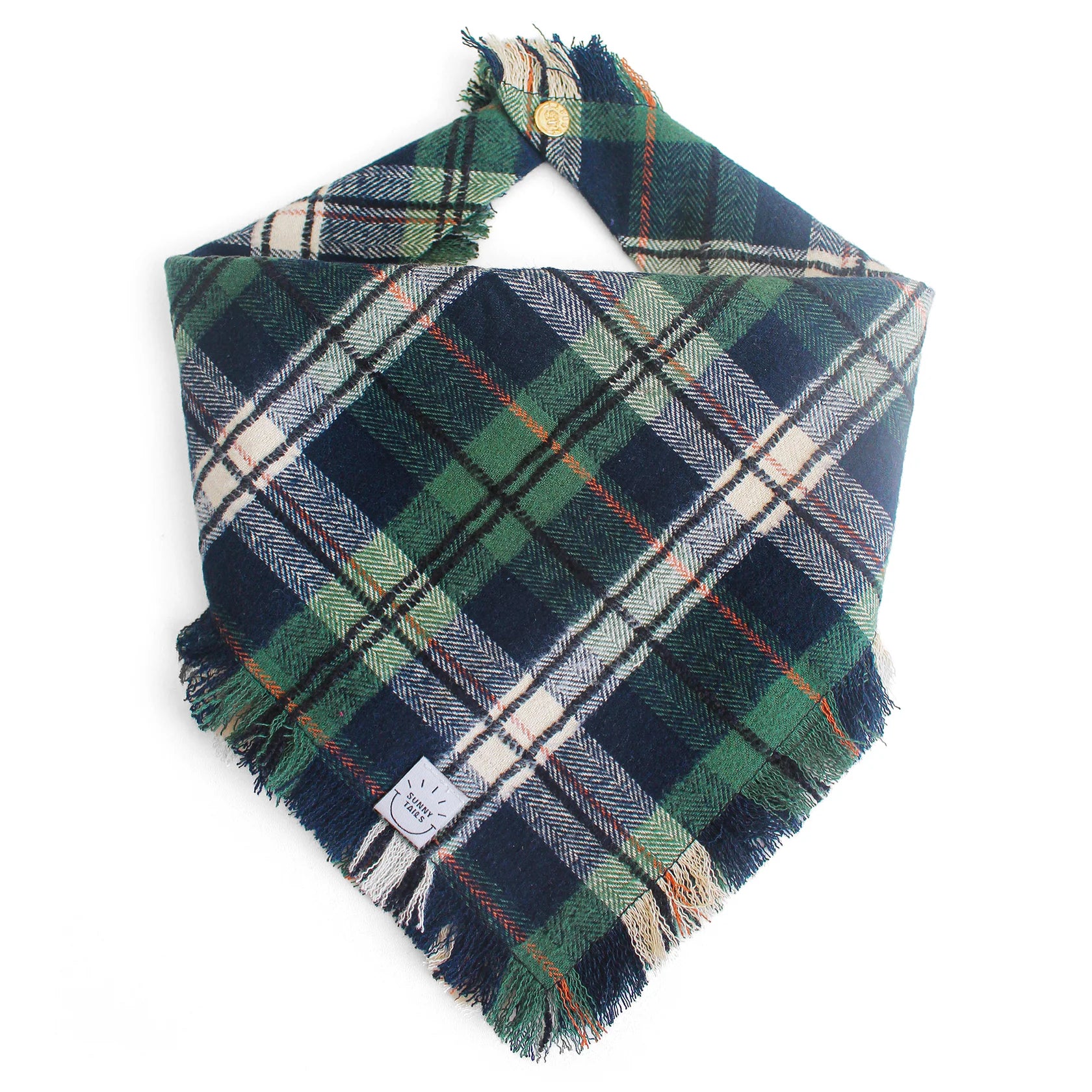 Evergreen Plaid Frayed Dog Bandana