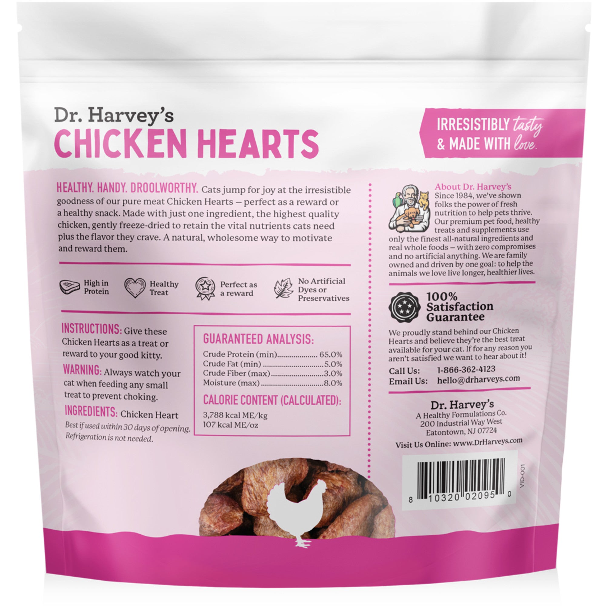 Freeze-Dried Raw Chicken Hearts for Cats