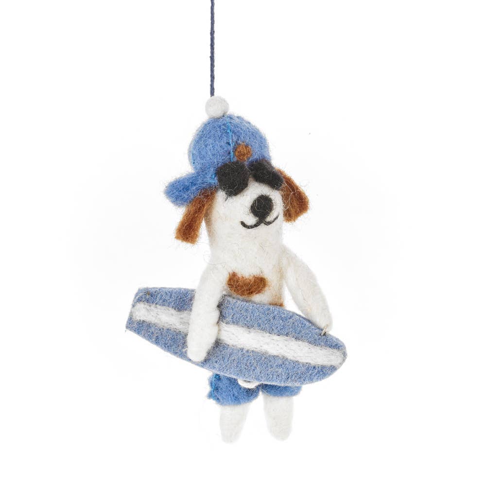 Surfer Dog Ornament